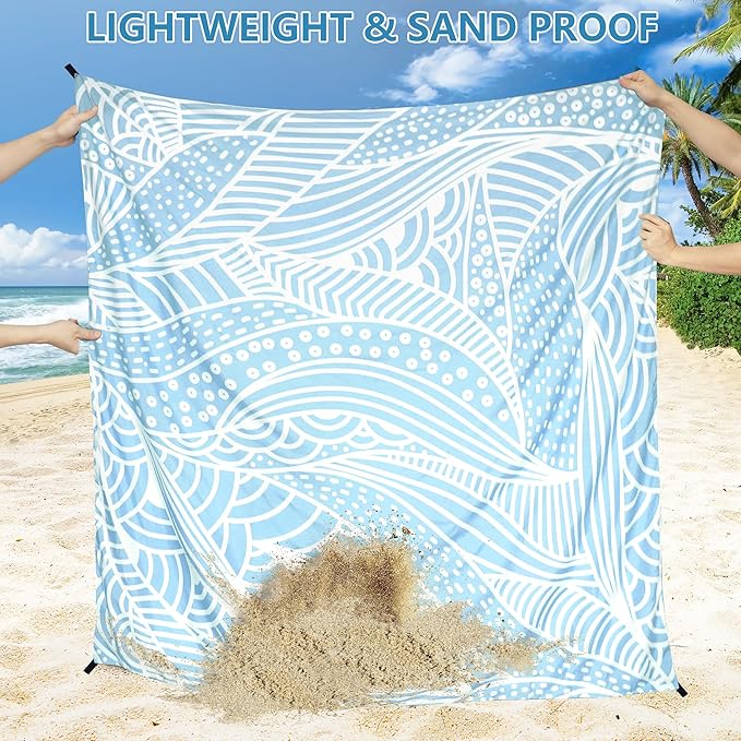 WIWIGO Beach Blanket Waterproof Sandproof Beach Mat 79" X 83"/10'x9'for 2-8 - Image 3