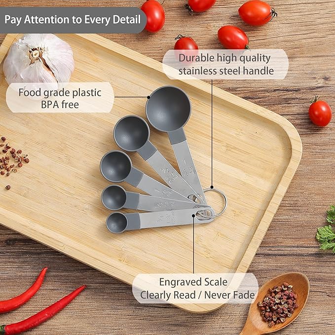 Measuring Cups and Spoons Set of Huygens Kitchen Gadgets 10 Pieces, Stackable - Image 3