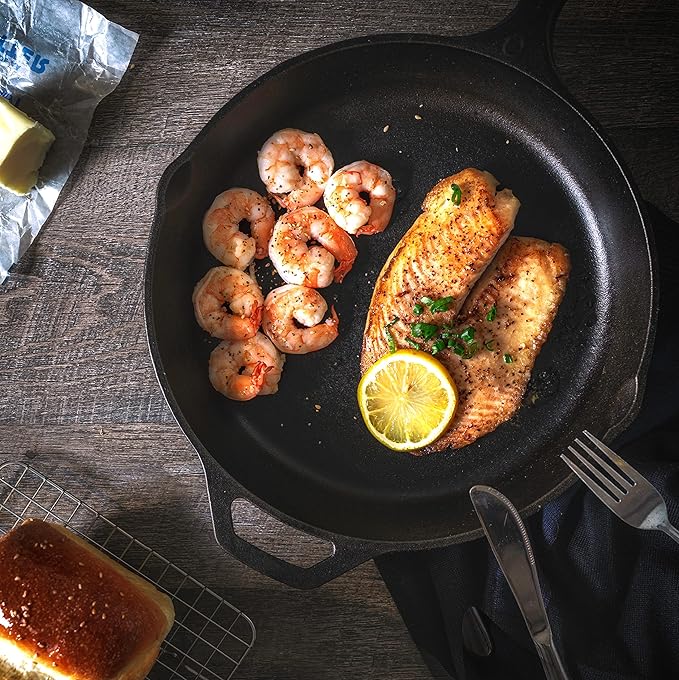 Utopia Kitchen Saute Frying Pan 8 Inch, Cast Iron Chefs Pan, Pre Seasoned Cast - Image 6