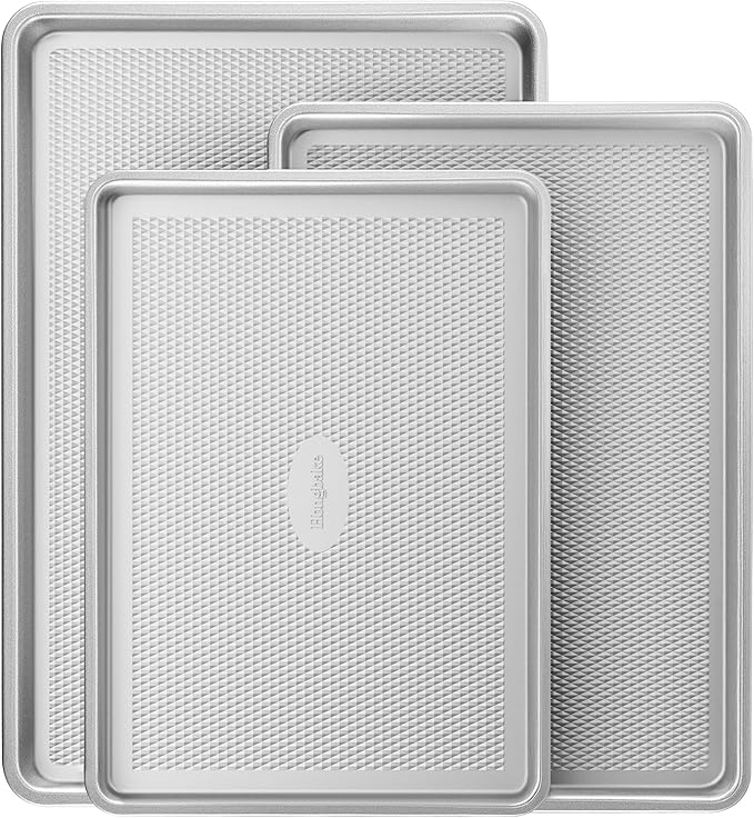 HONGBAKE Naturally Non Toxic Baking Sheet Pan Set of 3, Heavy Duty Aluminized by HONGBAKE