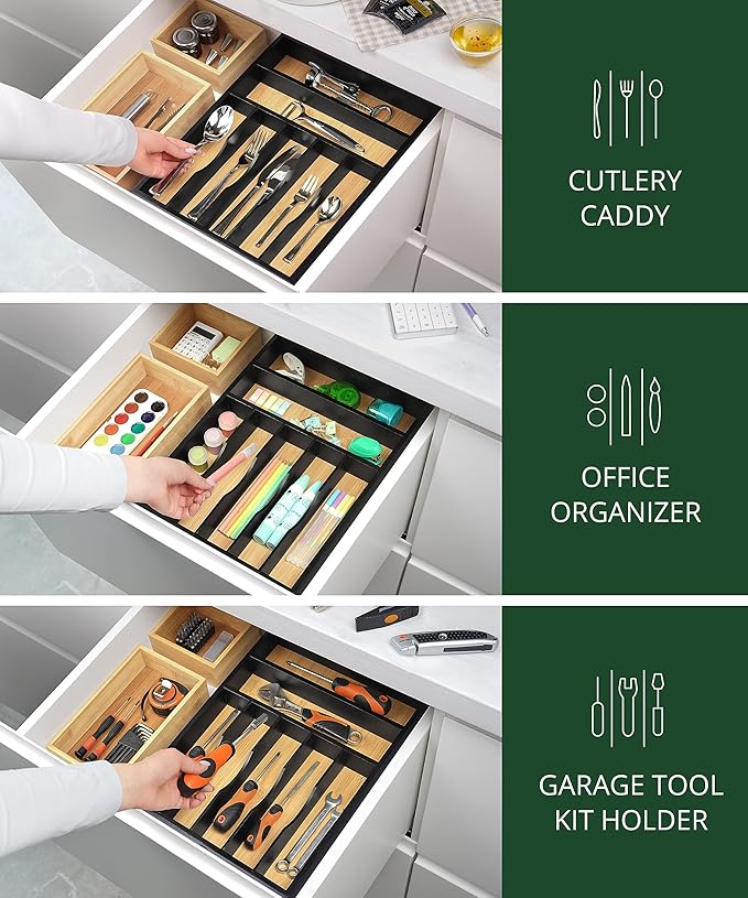 ROYAL CRAFT WOOD Luxury Bamboo Kitchen Drawer Organizer - Image 6