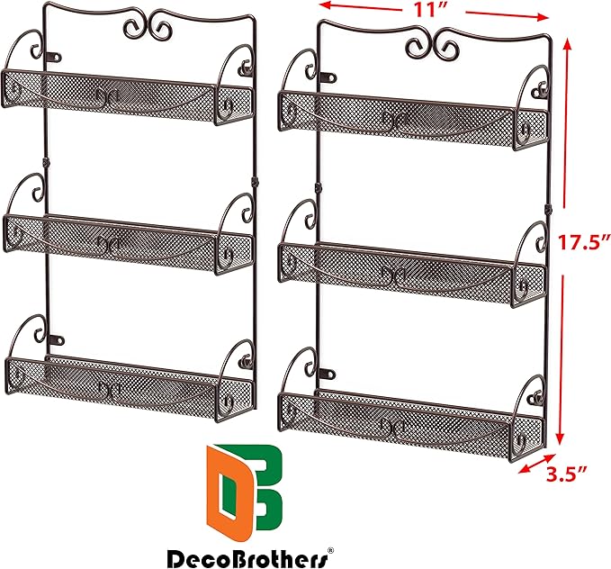 Deco Brothers 3 Tier Wall Mounted Spice Rack, 2 Pack - Image 6