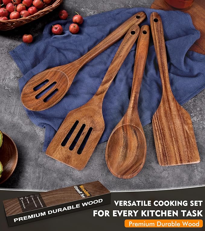 4Pcs Wooden Spatula for Cooking, Acacia Wooden Spatula for Kitchen Use - Image 6