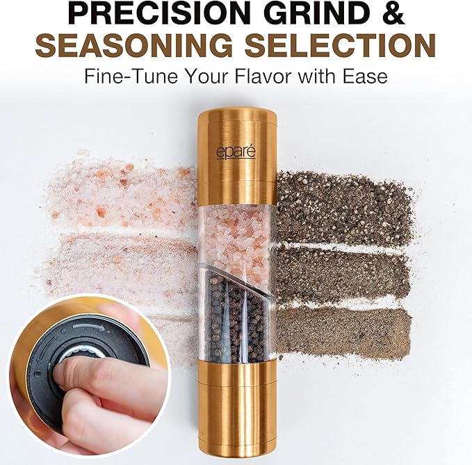Eparé 2 in 1 Gold Salt and Pepper Grinder Combo - Image 7