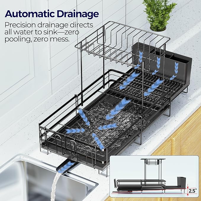 Large Dish Drying Rack, Expandable Dish Rack - Image 4