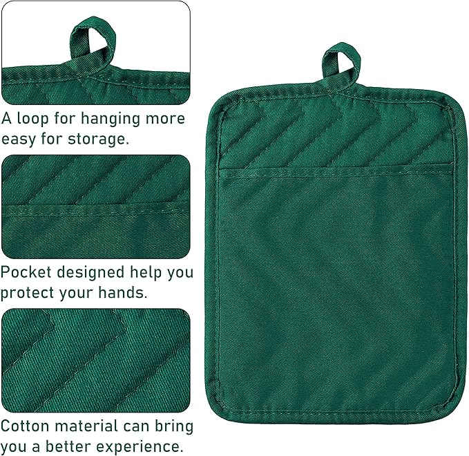 GROBRO7 5Pack Pocket Pot Holders Cotton Heat Resistant Potholder Multipurpose - Image 3