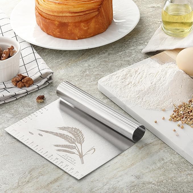 2PCS Dough Pastry Bench Cutter Scraper, OLULU Stainless Steel Kitchen Food - Image 8