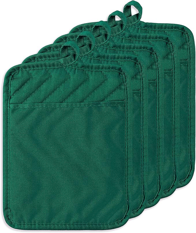 GROBRO7 5Pack Pocket Pot Holders Cotton Heat Resistant Potholder Multipurpose by GROBRO7