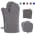 KEGOUU Oven Mitts and Pot Holders 6pcs Set, Kitchen Oven Glove High Heat Resistant 500 Degree Extra Long Oven Mitts and Potholder with Non-Slip Silicone Surface for Cooking (Lake Blue)