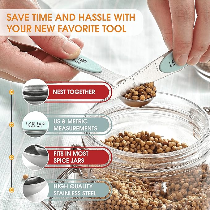 Spring Chef Stainless Steel Magnetic Measuring Spoons Set of 8 - Image 5