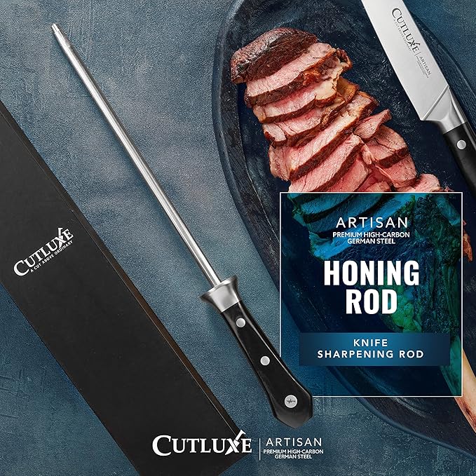 Cutluxe Honing Rod, Professional Knife Sharpener Rod – 10" Honing Steel – - Image 8