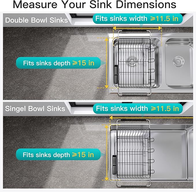 JASIWAY Dish Drying Rack in Sink, Expandable Stainless Steel Dish Drainers - Image 3