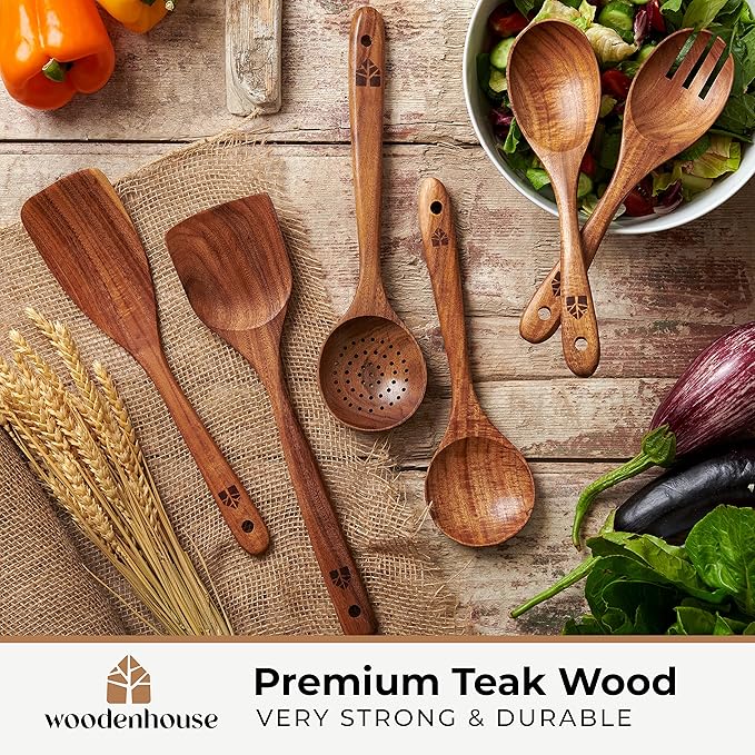 Wooden Spoons for Cooking – Wooden Kitchen Utensils Set - Image 2