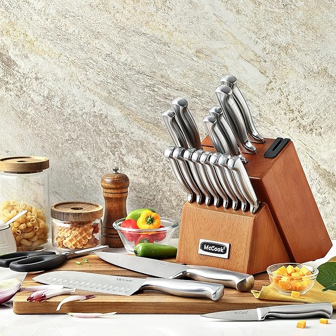 McCook® Kitchen Knife Sets, German Stainless Steel Knives Block Set - Image 4