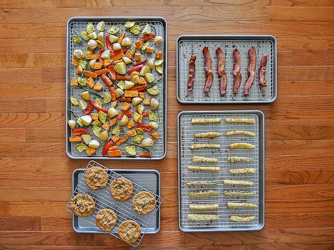 USA Pan Bakeware Quarter Sheet Baking Pan and Bakeable Nonstick Cooling Rack Set - Image 5